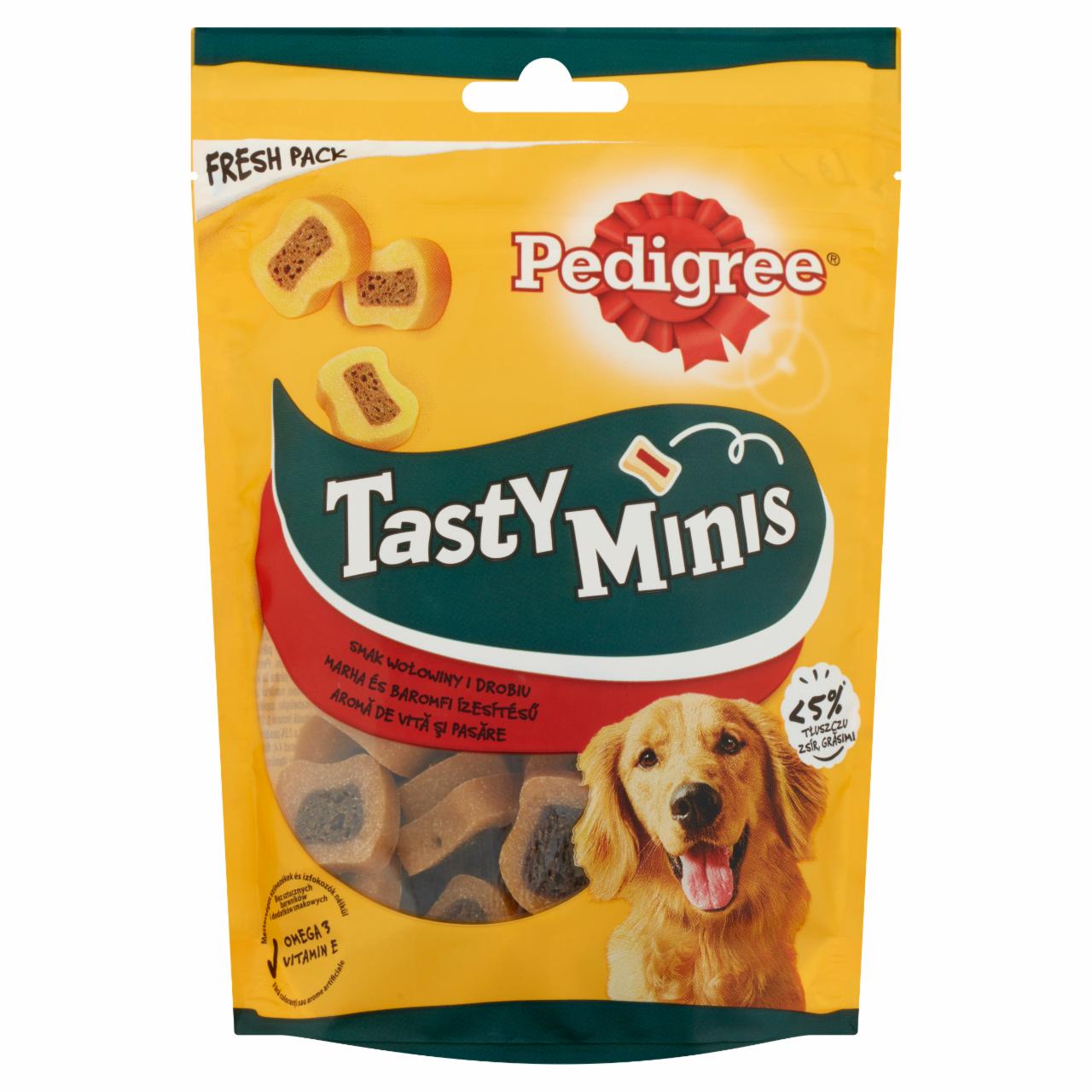Képek - Pedigree Tasty Minis marha és baromfi ízesítésű kiegészítő állateledel felnőtt kutyák számára 155 g
