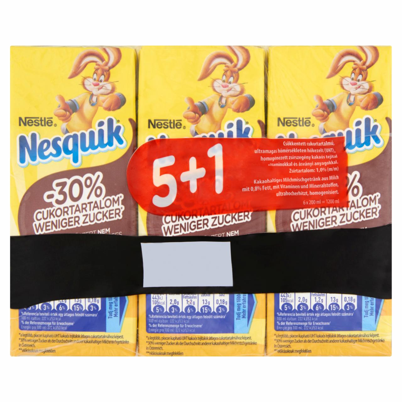 Képek - Nesquik UHT zsírszegény kakaós tejital vitaminokkal és ásványi anyagokkal 6 x 200 ml