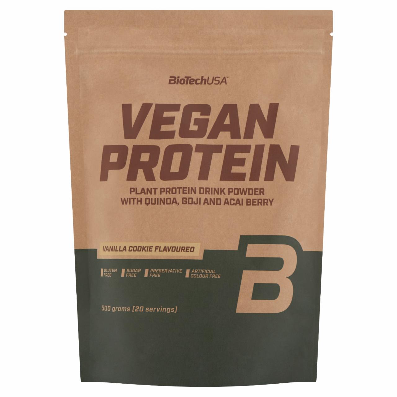 Képek - Vegan Protein cukormentes vaníliás sütemény ízű fehérje italpor BioTechUSA
