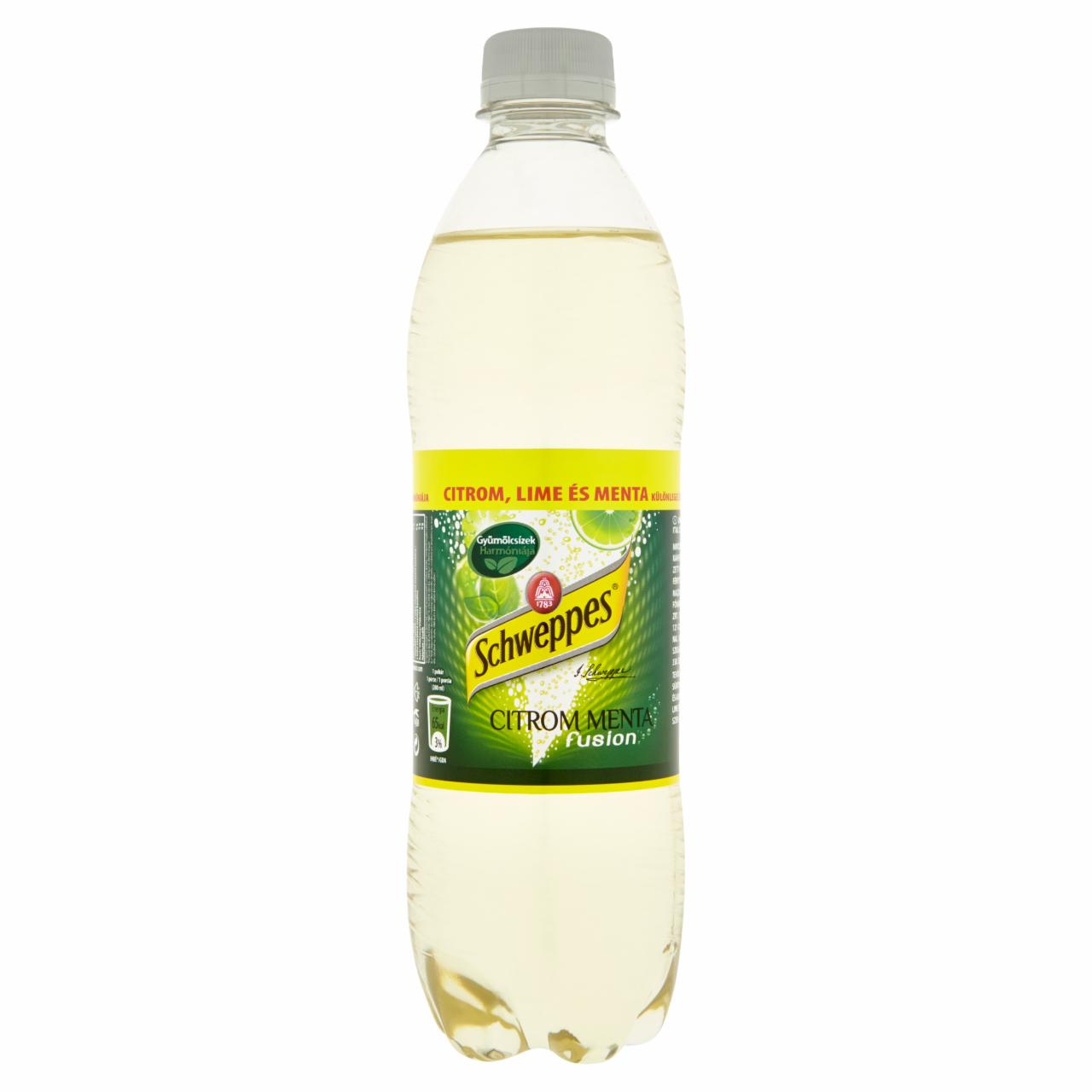 Képek - Schweppes Citrom Menta Fusion lime-alma szénsavas üdítőital citrom és menta ízesítéssel 0,5 l