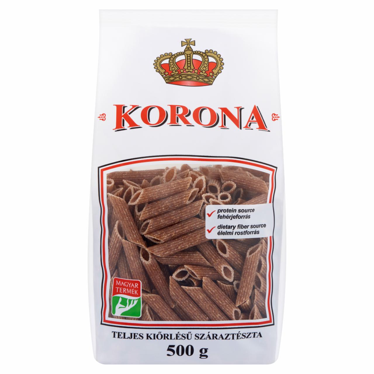 Képek - Korona penne teljes kiőrlésű tojás nélküli száraztészta 500 g