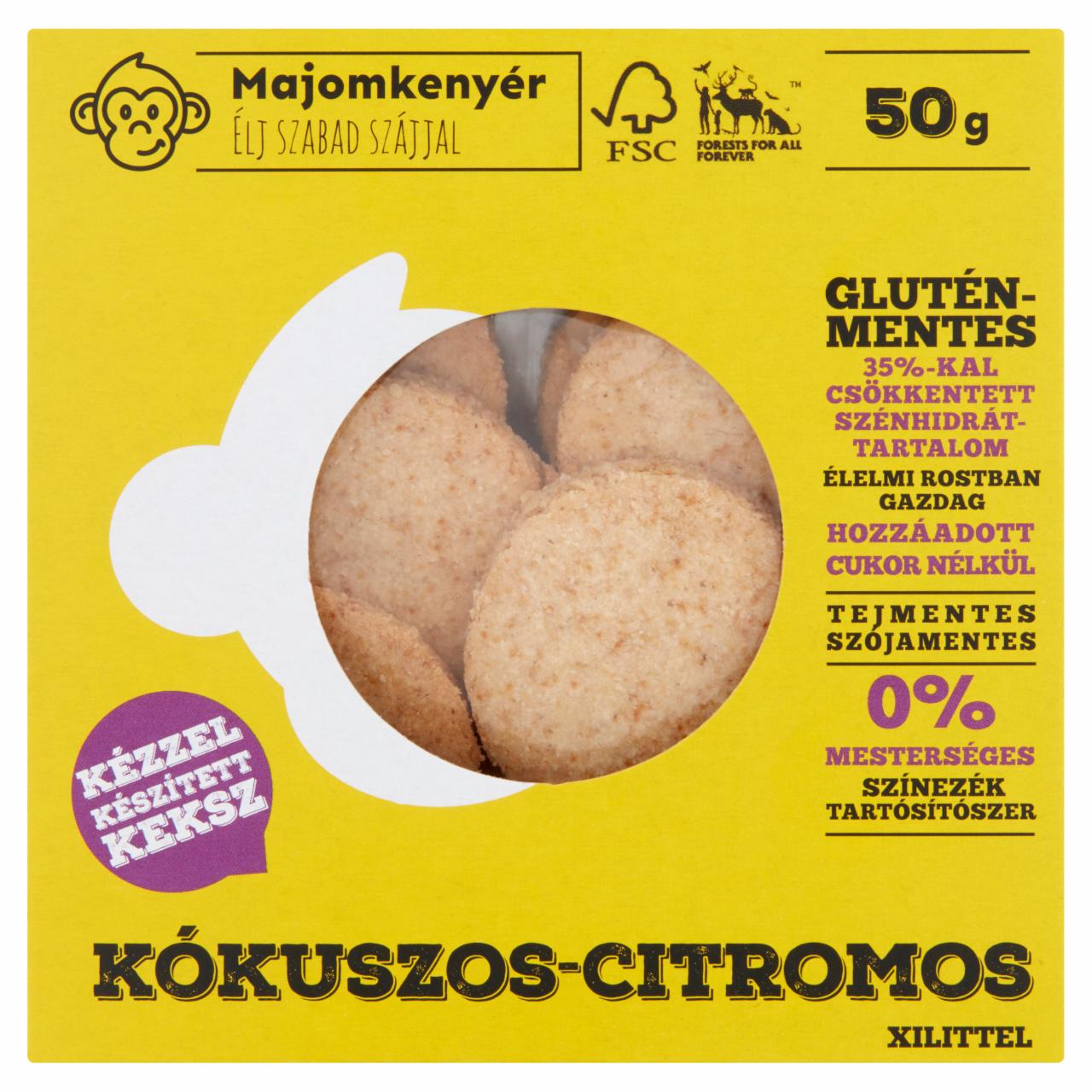 Képek - Majomkenyér kókuszos-citromos keksz édesítőszerrel 50 g