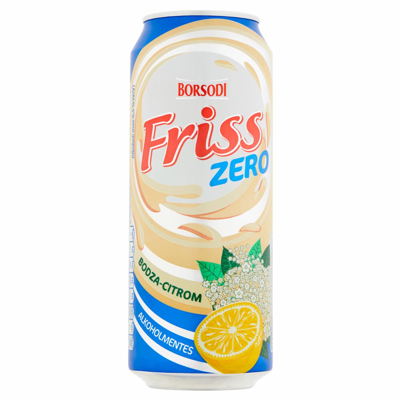 Képek - Borsodi Friss Zero bodzavirág, citrom ízű ital és alkoholmentes világos sör keveréke max. 0,5% 0,5 l