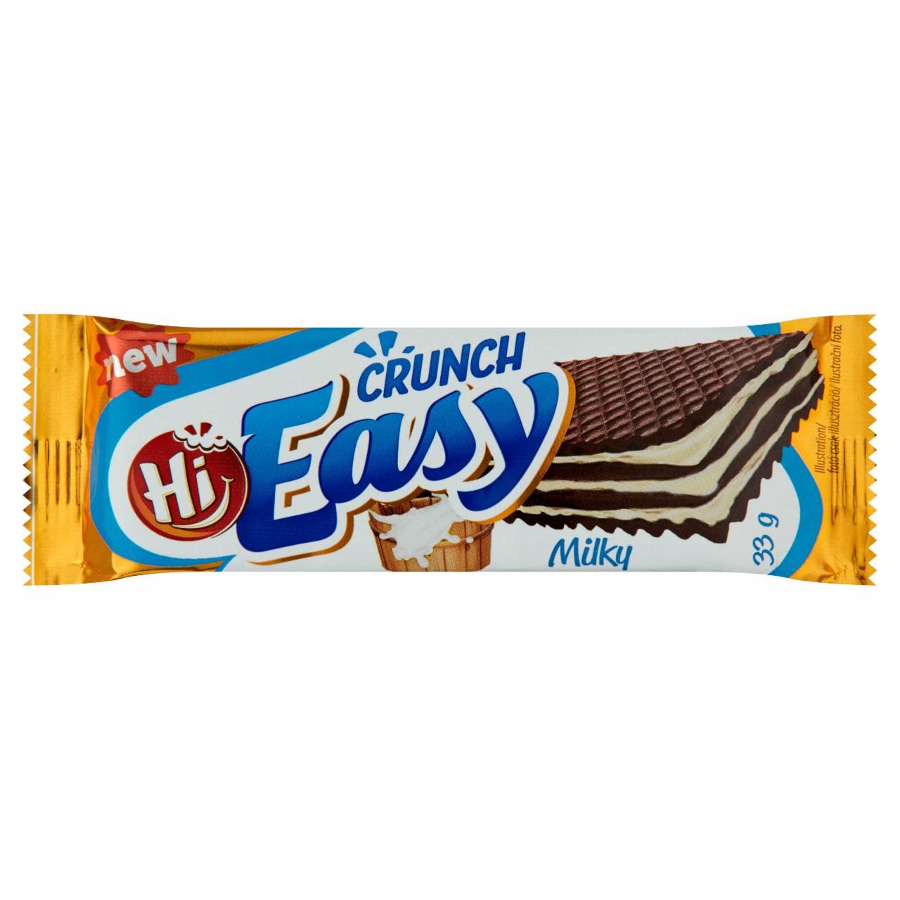 Képek - Hi Easy Crunch tejszín ízű krémmel töltött kakaós ostya 33 g