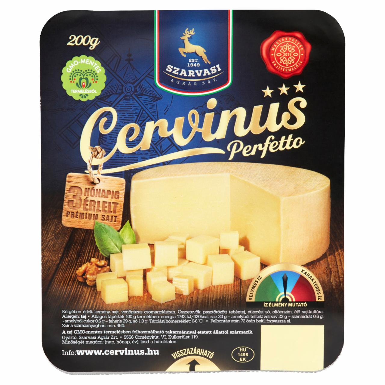 Képek - Szarvasi Cervinus Perfetto kérgében érlelt kemény sajt 200 g