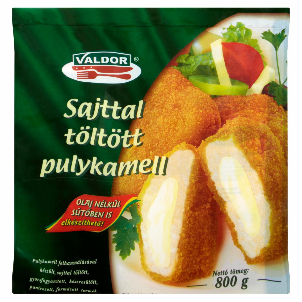 Képek - Valdor gyorsfagyasztott, készresütött, panírozott, formázott sajttal töltött pulykamell 800 g