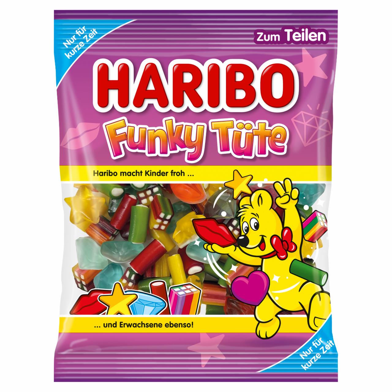 Képek - Haribo Funky Tüte gyümölcsízű gumicukorka-konfekt és gyümölcsízű gumicukorka 175 g