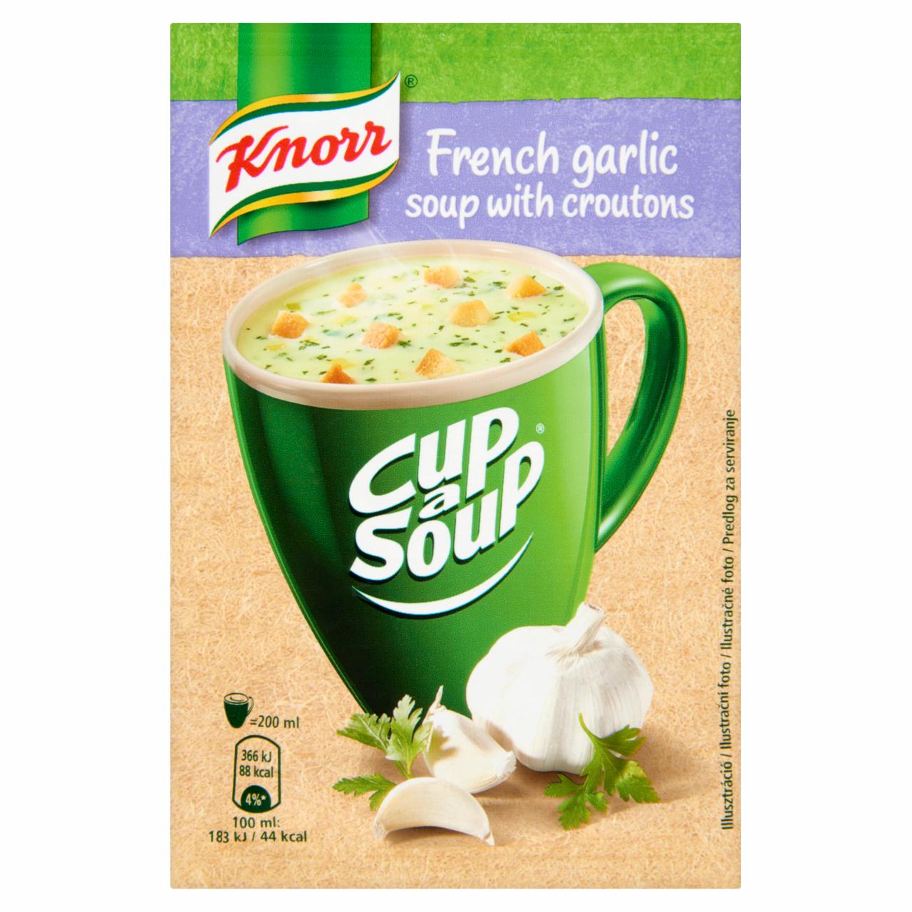 Képek - Knorr Cup a Soup instant fokhagymakrémleves zsemlekockával 18 g