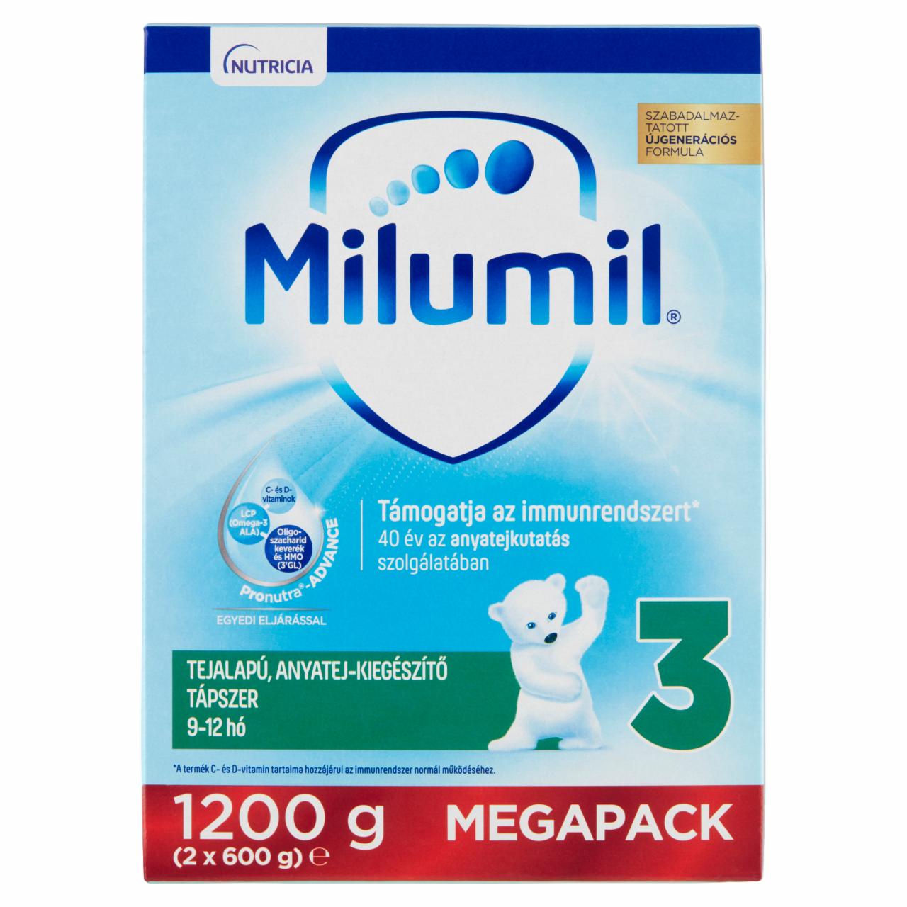 Képek - Milumil 3 anyatej-kiegészítő tápszer 9-12 hó 2 x 600 g (1200 g)