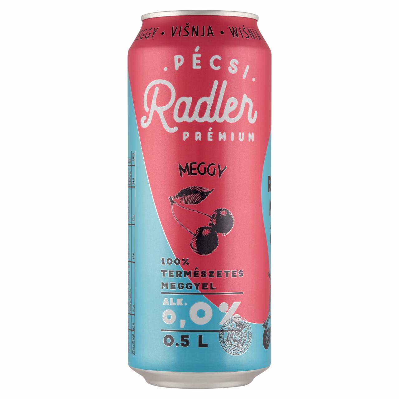 Képek - Pécsi Radler Prémium Meggy alkoholmentes világos sör és meggy ízű szénsavas üdítőital 0,0% 0,5 l