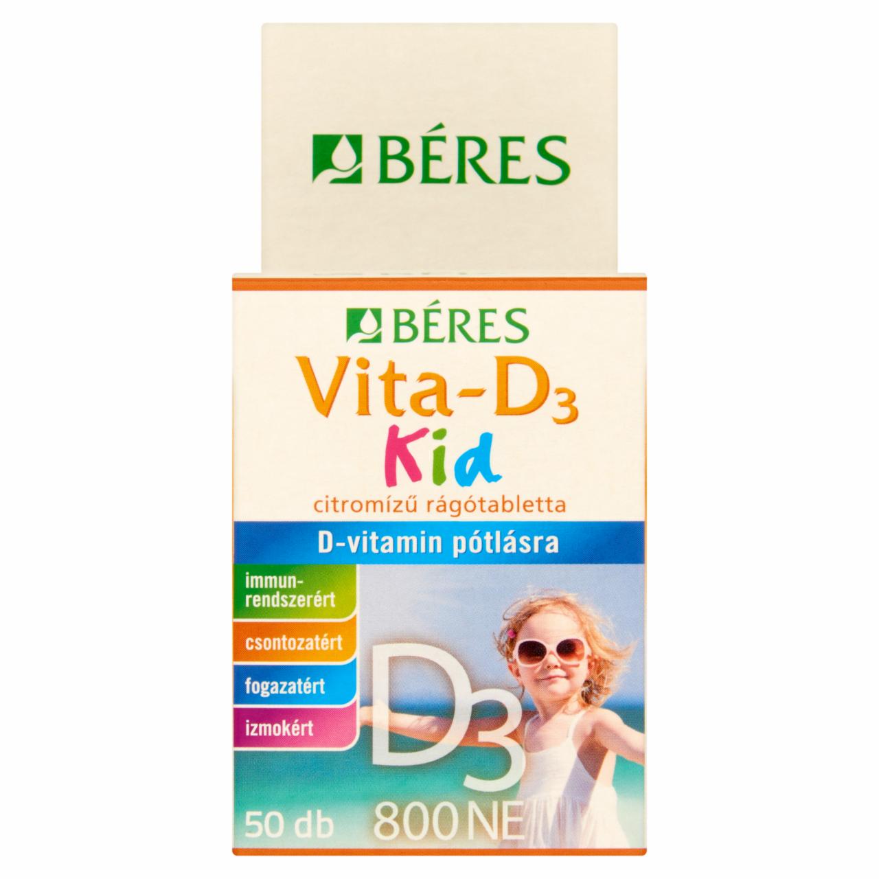 Képek - Béres Vita-D₃ Kid 800NE rágótabletta 50 db 27,0 g