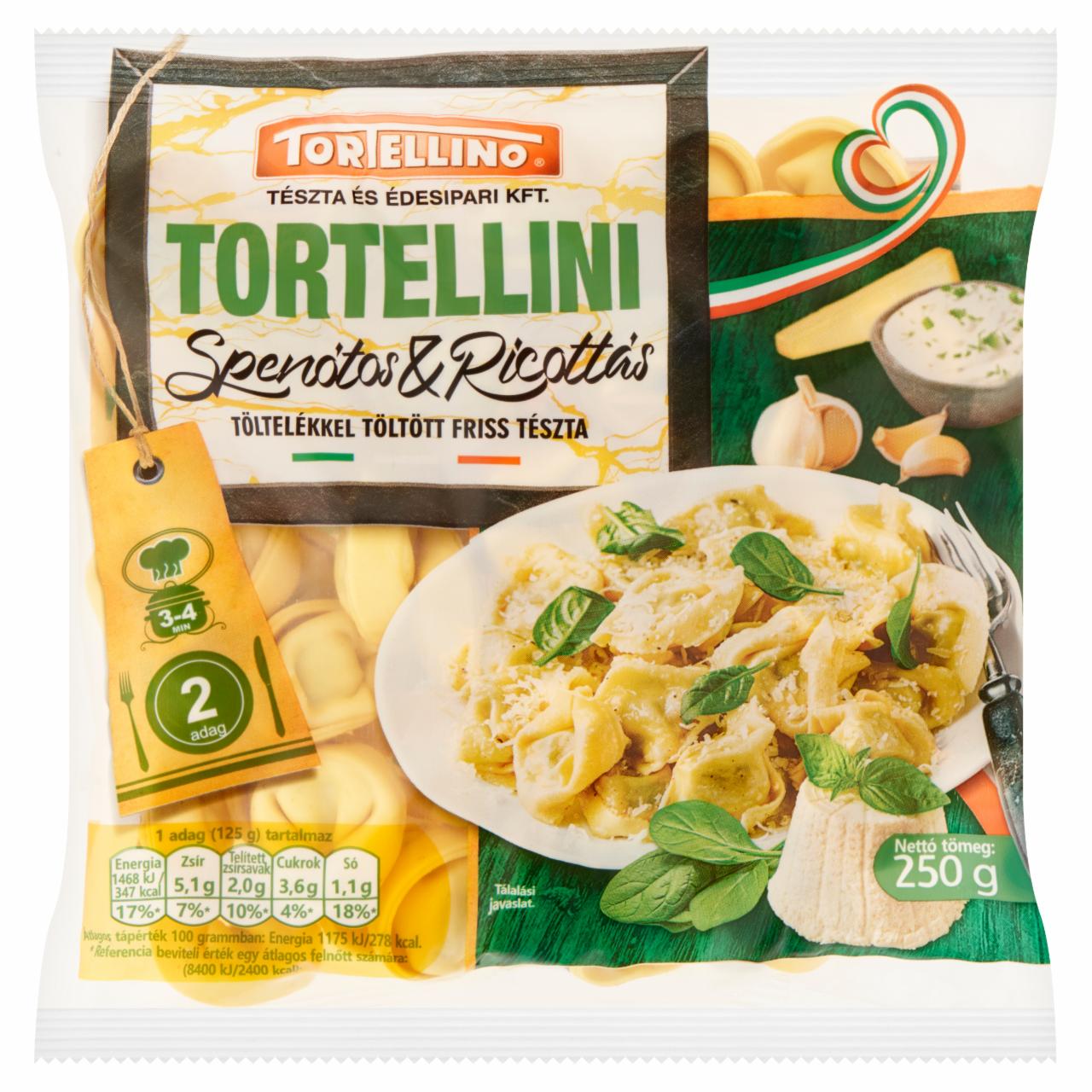 Képek - Tortellino Tortellini spenótos & ricottás töltelékel töltött friss tészta 250 g
