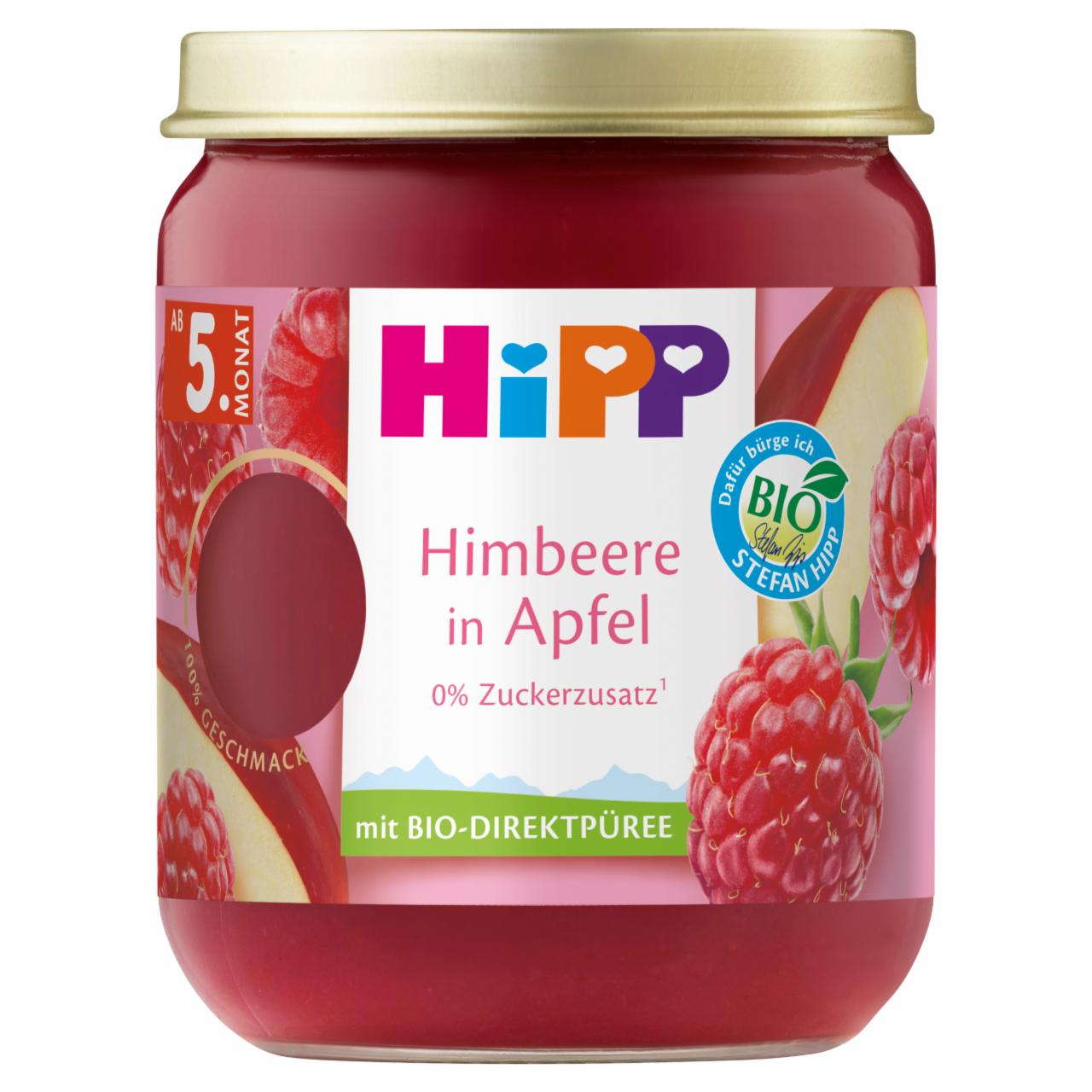 Képek - HiPP bio málna almában gyümölcskészítmény bébidesszert 5 hónapos kortól 160 g