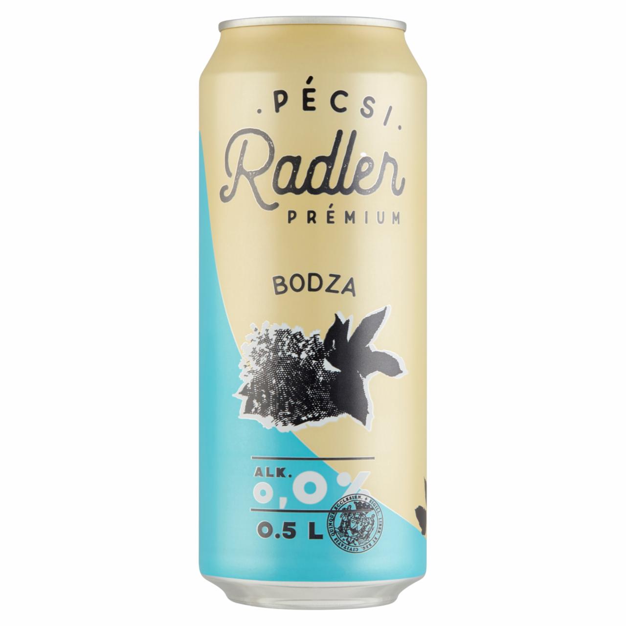 Képek - Pécsi Radler Prémium Bodza alkoholmentes világos sör és bodza ízű szénsavas üdítőital keverék 0,5 l