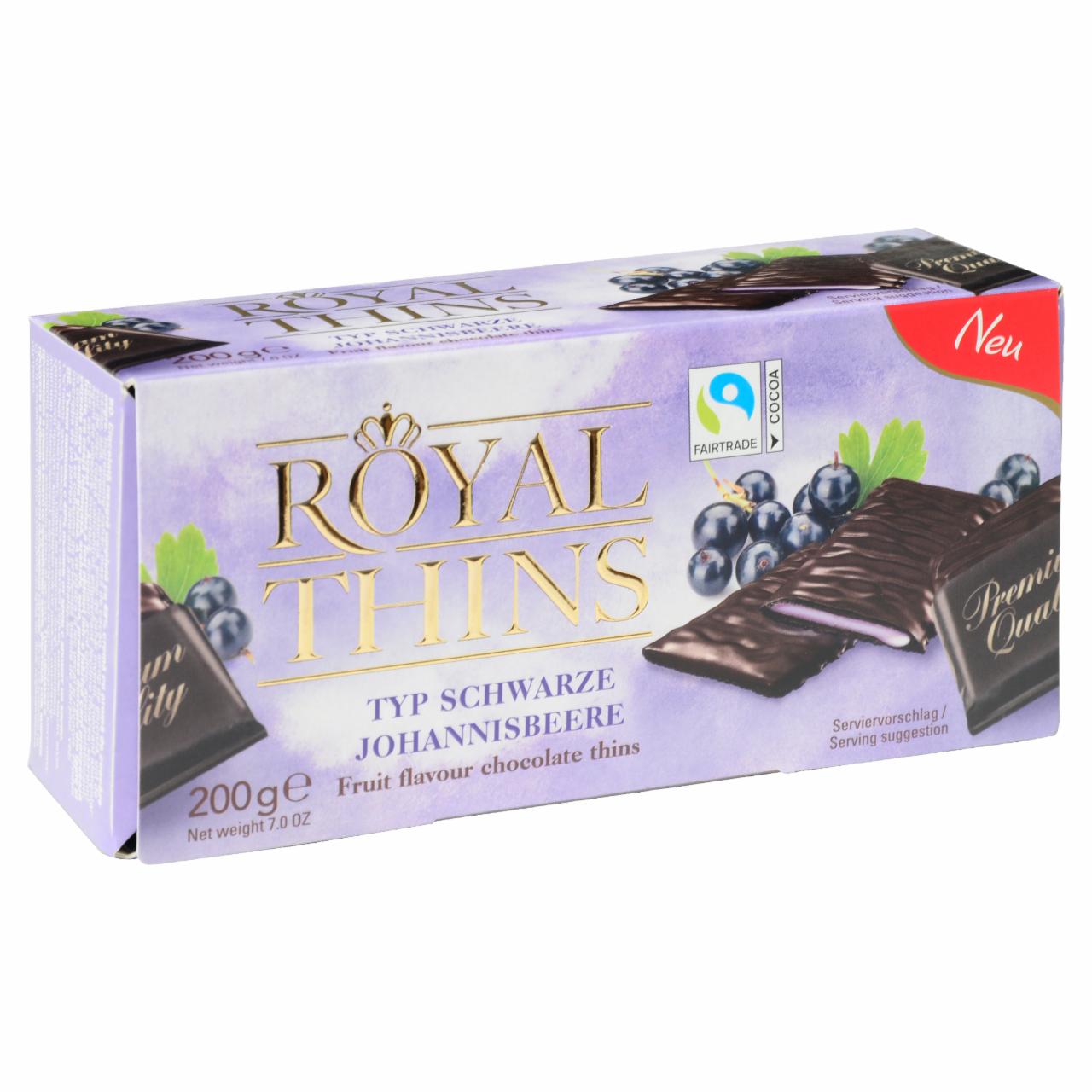 Képek - Halloren Royal Thins étcsokoládé feketeribizli ízű fondant krémmel töltve 200 g