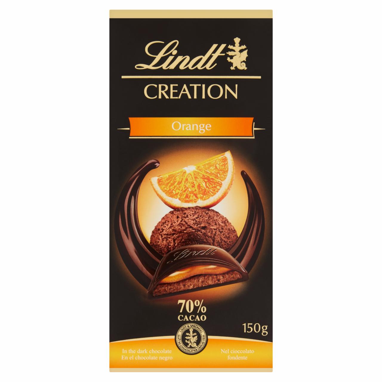 Képek - Lindt Creation Orange csokoládéhabbal és narancskrémmel töltött keserű csokoládé 150 g