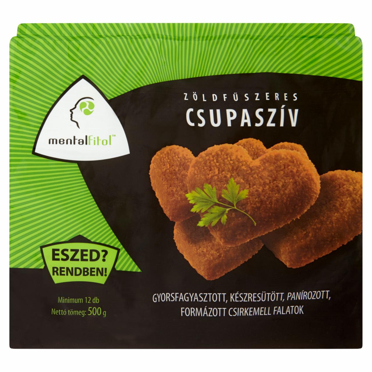 Képek - Mentalfitol Zöldfűszeres Csupaszív gyorsfagyasztott, készresütött, panírozott csirkemell 500 g