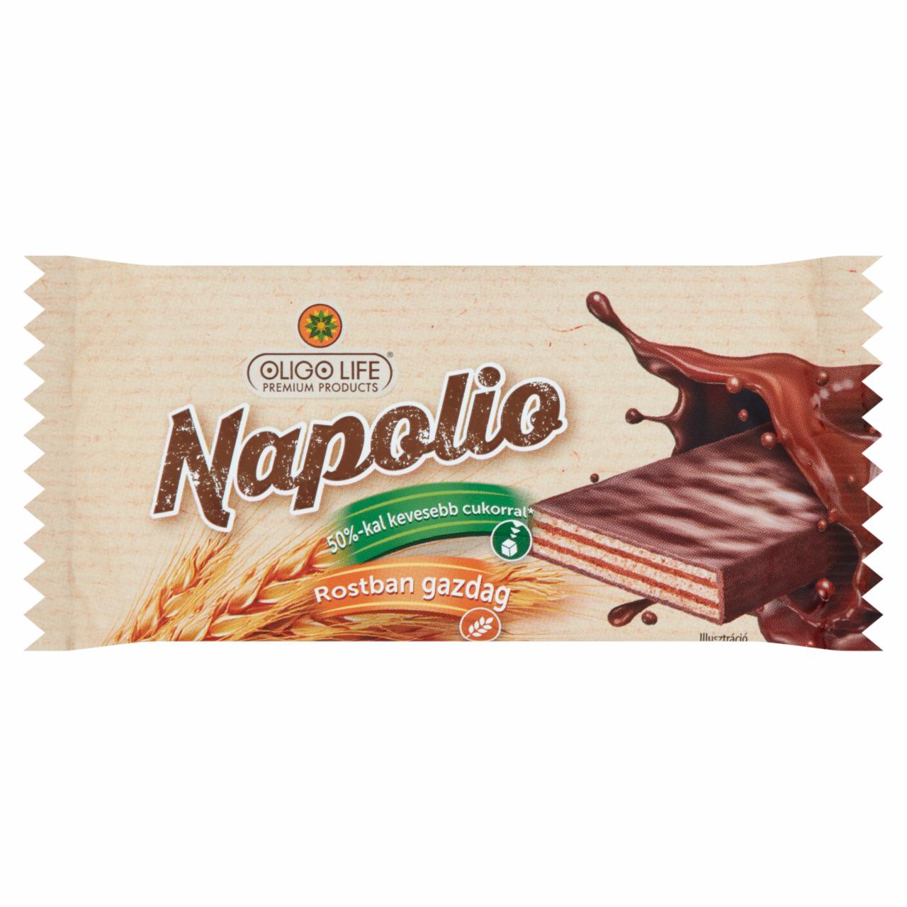Képek - Oligo Life Napolio kakaós ostya 50%-kal kevesebb cukorral, rostban gazdag 30 g
