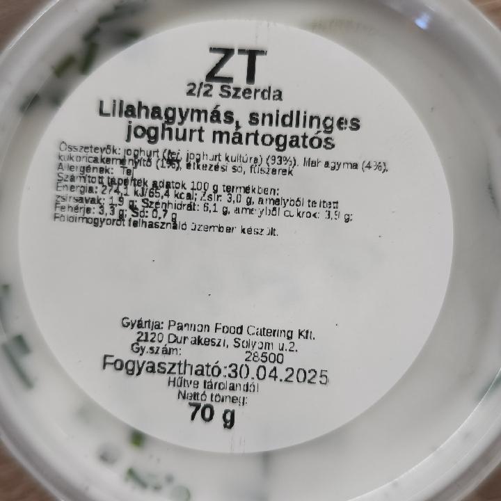 Képek - Lilahagymás snidlinges joghurt mártogatós Pannon Food Catering
