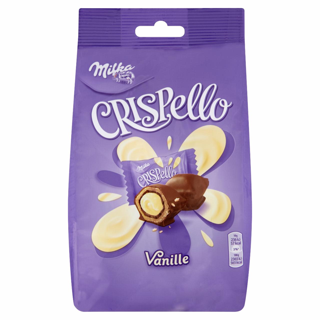 Képek - Milka Crispello alpesi tejcsokoládé praliné ostyával, vaníliás és tejcsokoládés krémmel 140 g