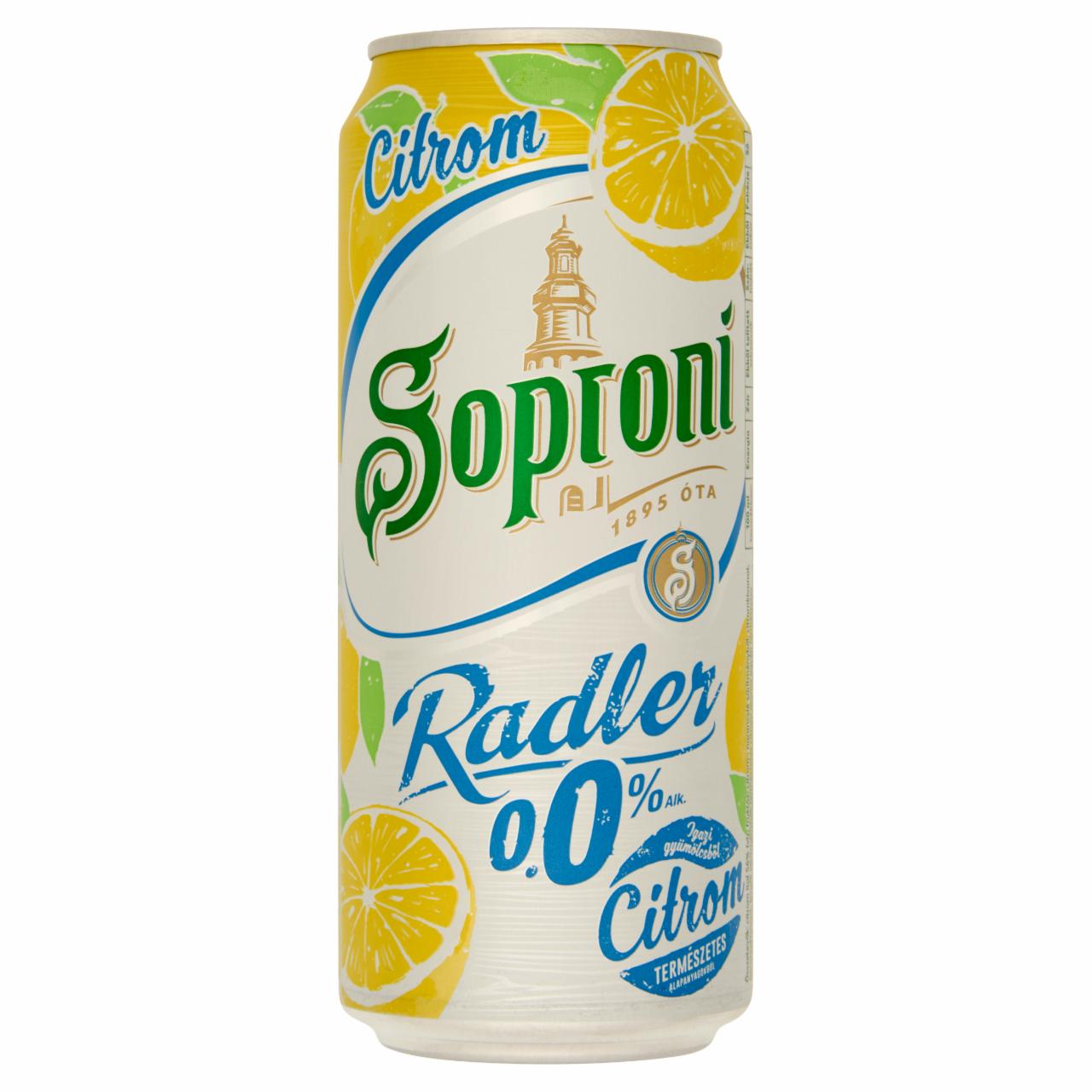 Képek - Soproni Radler citromos alkoholmentes sörital 0,4 l