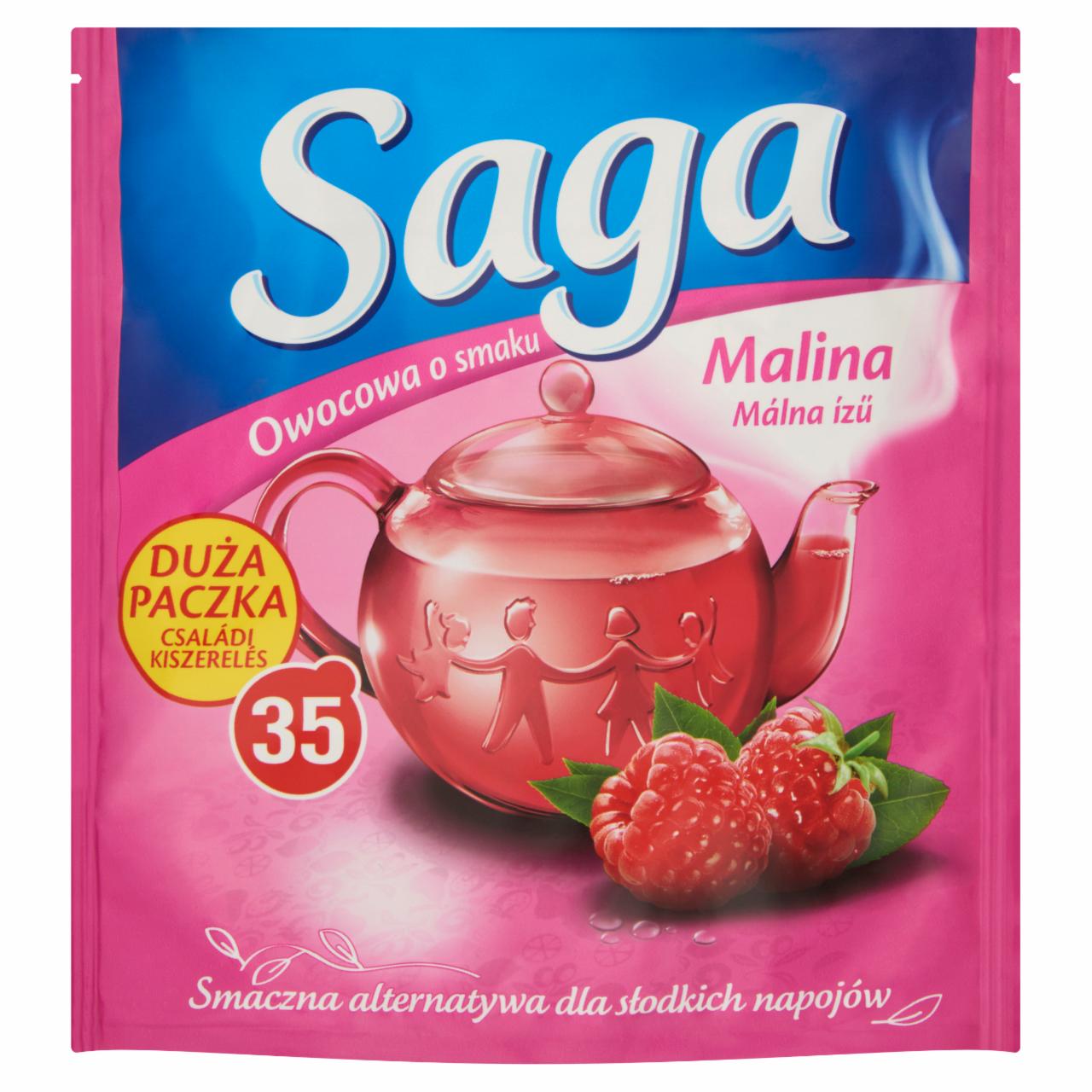 Képek - Saga málna ízű gyümölcstea 35 filter 63 g