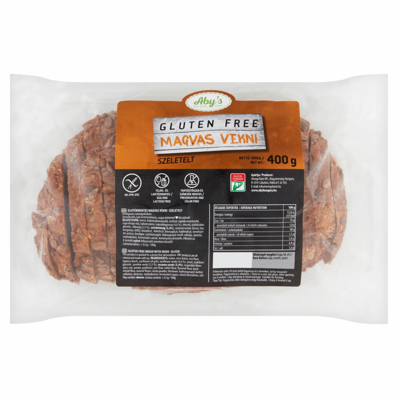 Képek - Aby's Gluten Free magvas vekni szeletelt 400 g