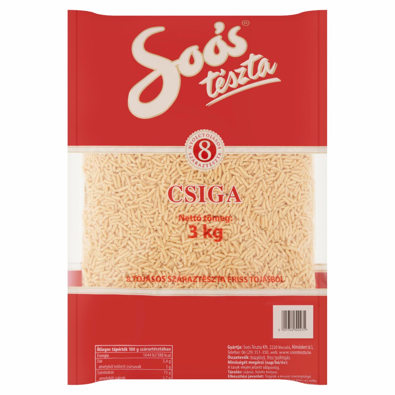 Képek - Soós csiga 8 tojásos száraztészta 3 kg