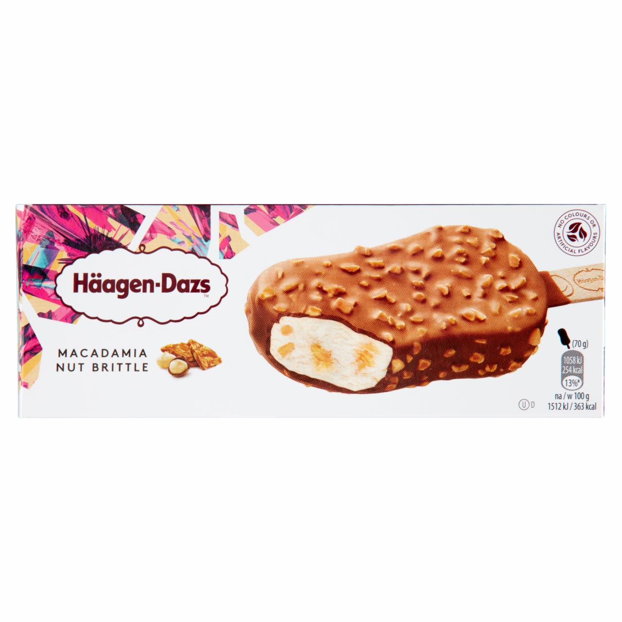 Képek - Häagen-Dazs vanília ízű jégkrém makadámia dió grillázzsal és belga tejcsokoládé bevonattal 80 ml