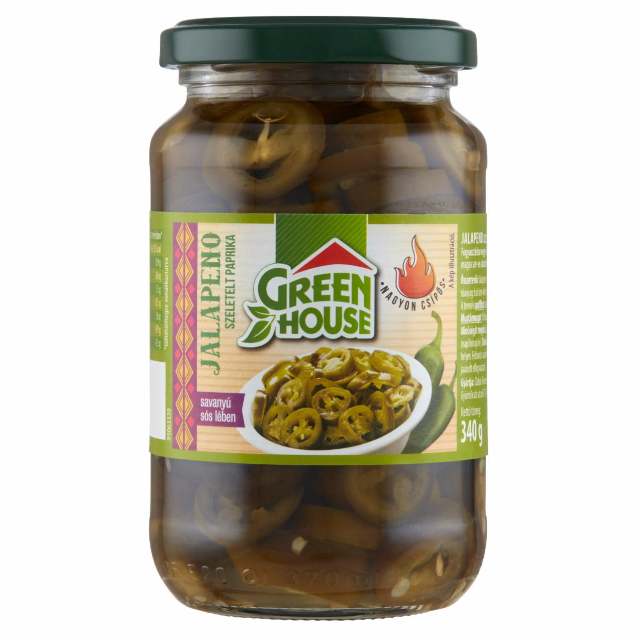 Képek - Greenhouse szeletelt Jalapeno paprika savanyú sós lében 340 g