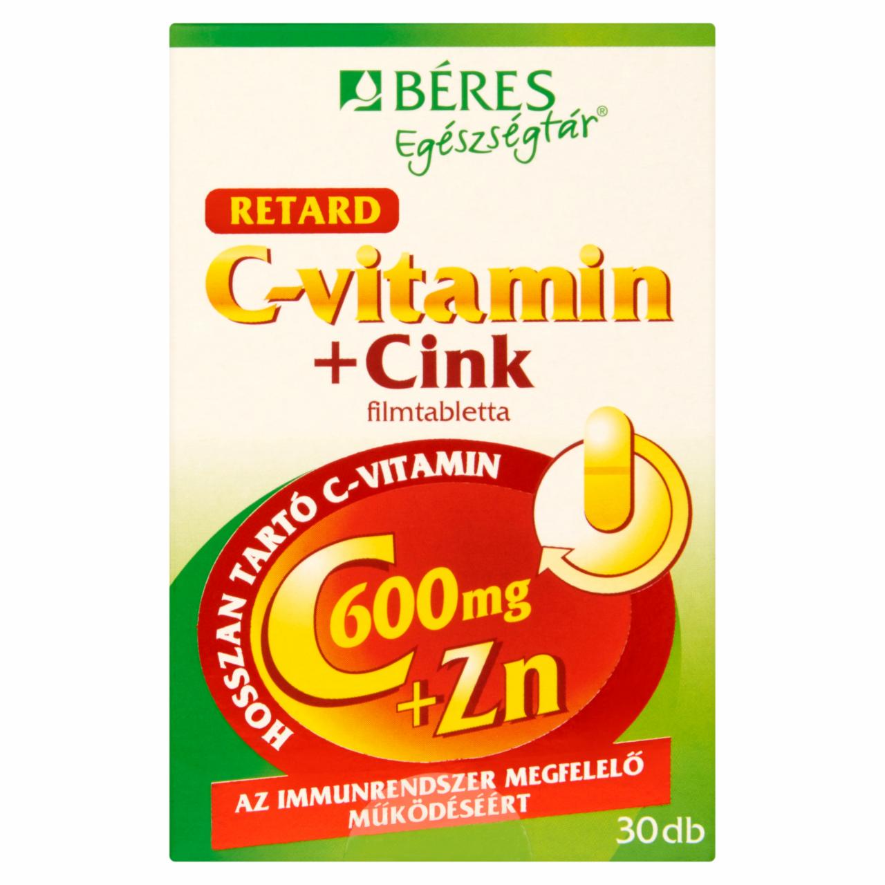 Képek - Béres Egészségtár Retard C-vitamin+Cink filmtabletta 30 db 37,44 g