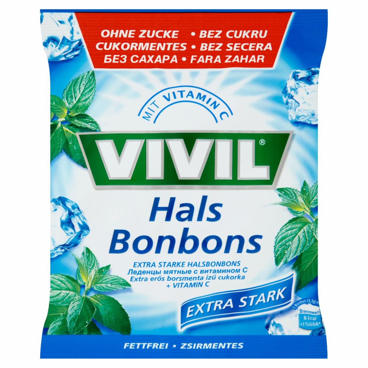 Képek - Vivil extra erős cukormentes borsmentaízű cukorka C-vitaminnal 75 g