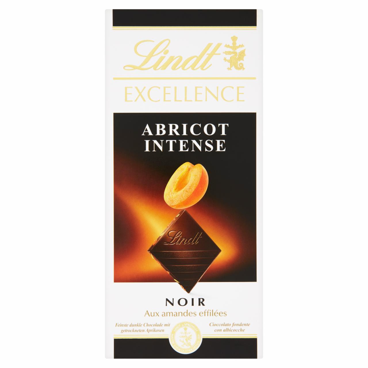Képek - Lindt Excellence Abricot Intense extra étcsokoládé sárgabarack-darabokkal és mandulapehellyel 100 g