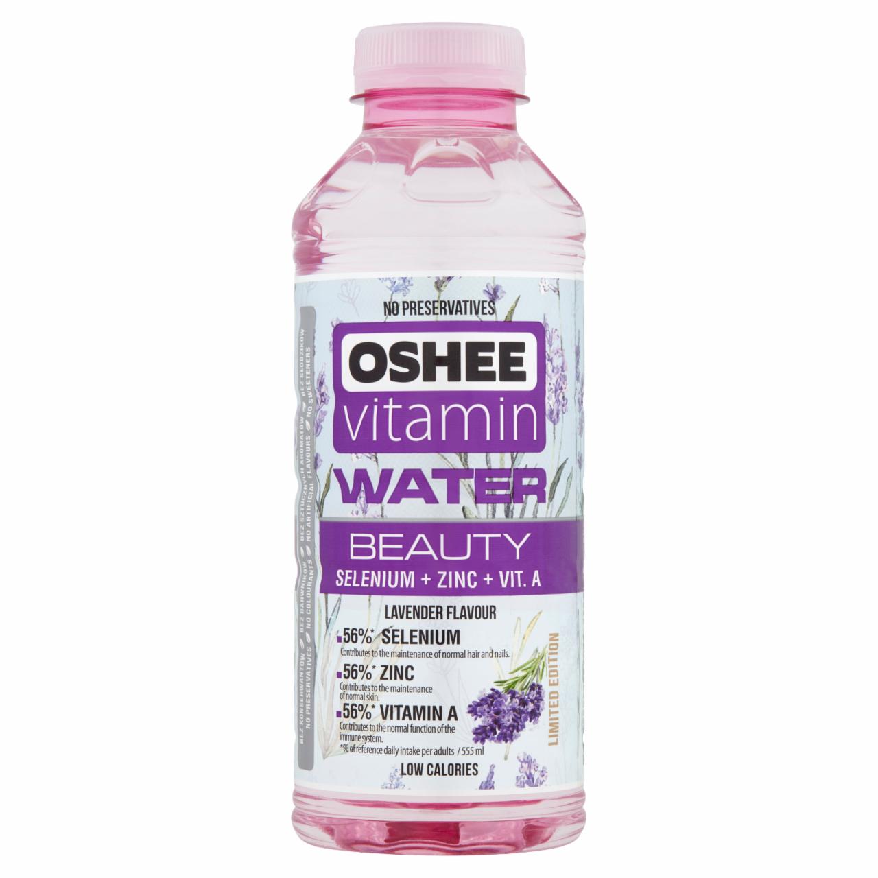 Képek - Oshee levendula ízesítésű szénsavmentes ital vitaminokkal, cinkkel és szelénnel 555 ml