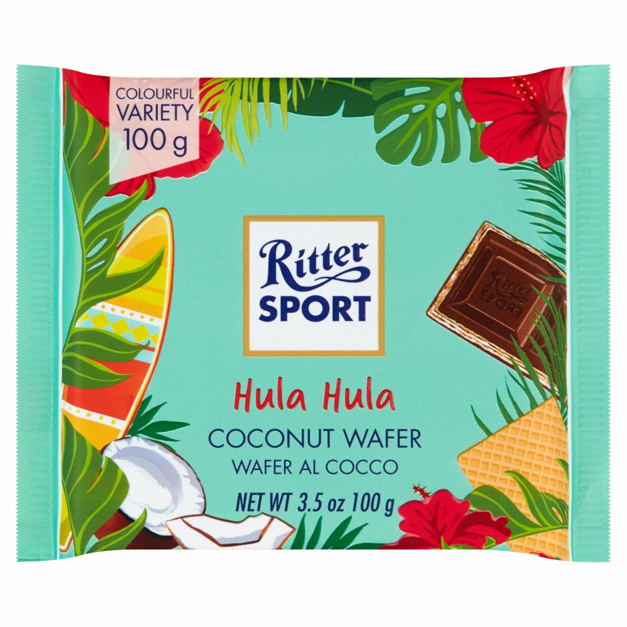 Képek - Ritter Sport Hula Hula tejcsokoládé kókuszdió krémmel és kókuszdió krémmel töltött ostyával 100 g