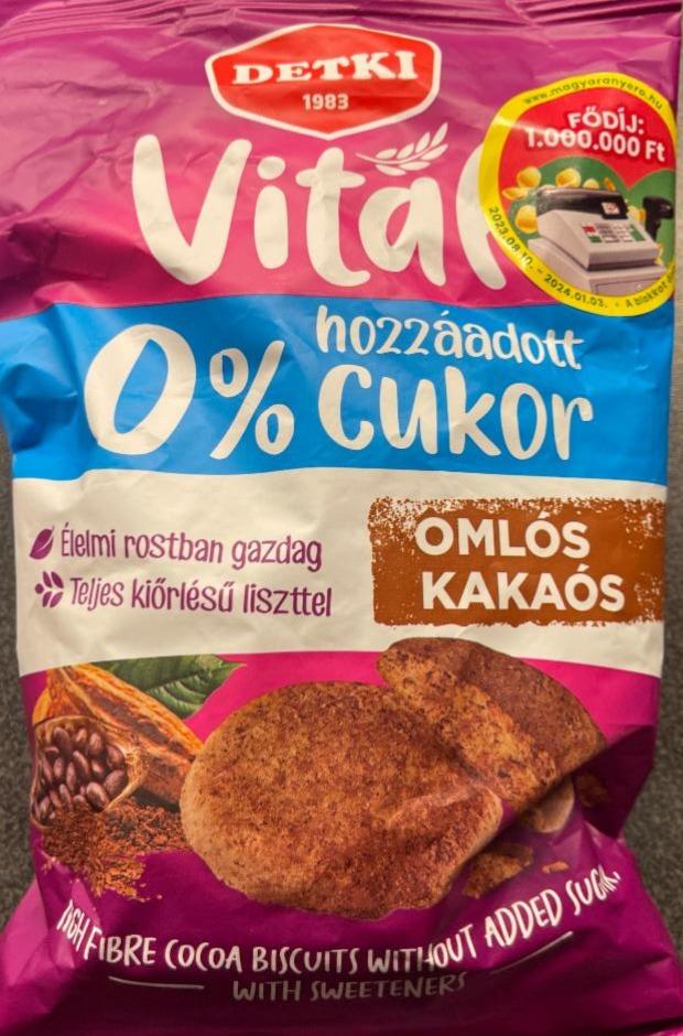 Képek - Vital omlós kakaós keksz hozzáadott cukor nélkül, édesítőszerekkel Detki