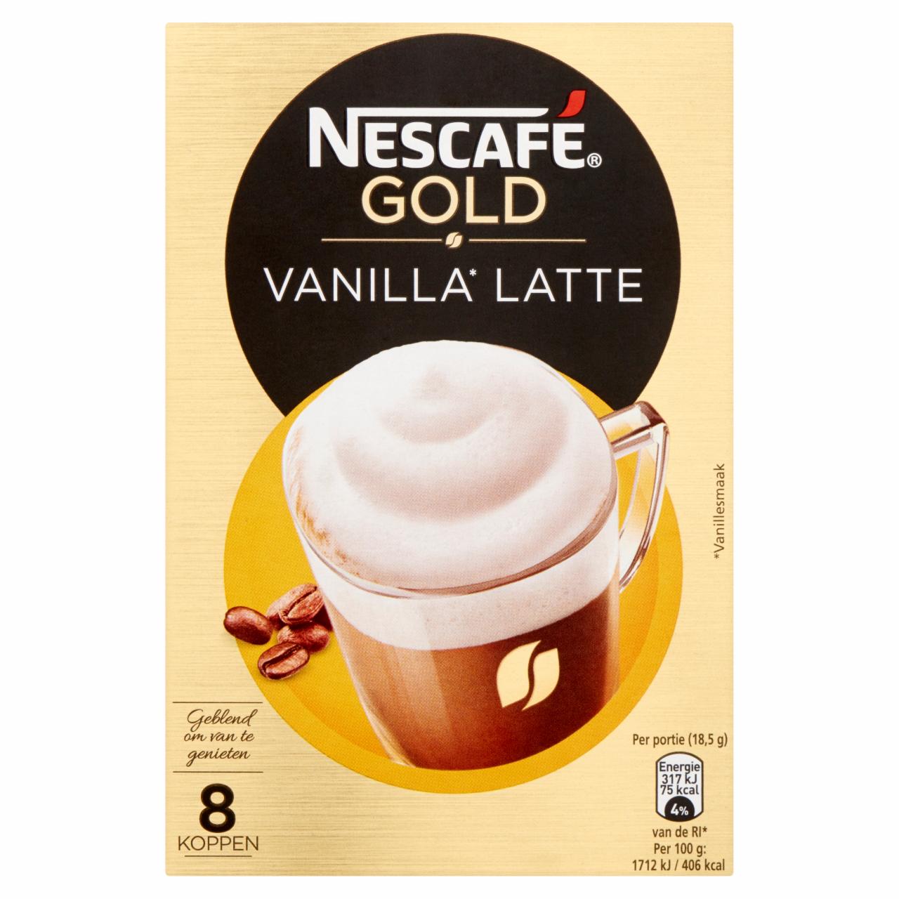 Képek - Nescafé Gold Cappuccino Vanilla Latte vanília ízű azonnal oldódó kávéspecialitás 8 db 148 g