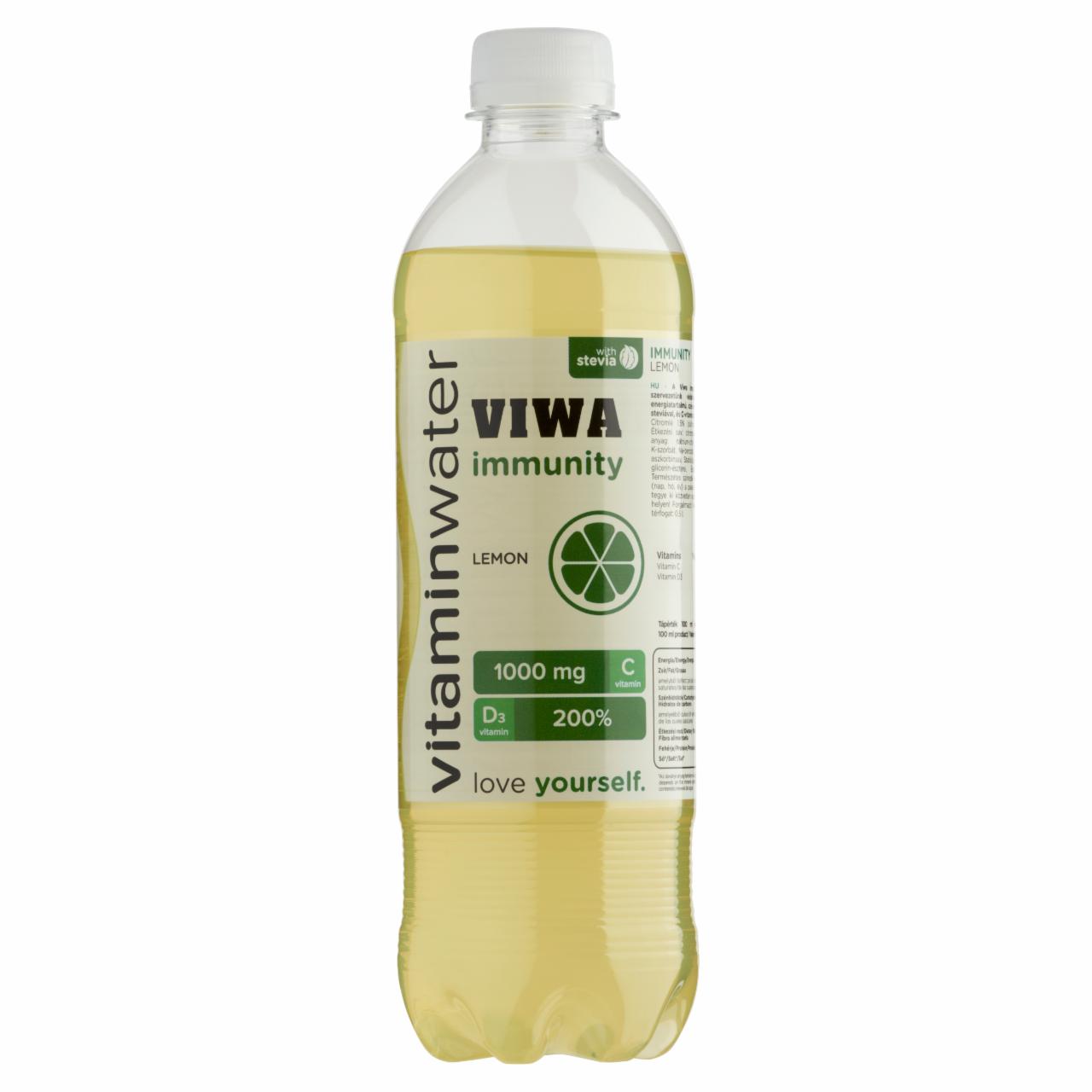 Képek - Viwa Vitaminwater Immunity citrom ízű, csökkentett energiatartalmú szénsavmentes üdítőital 600 ml