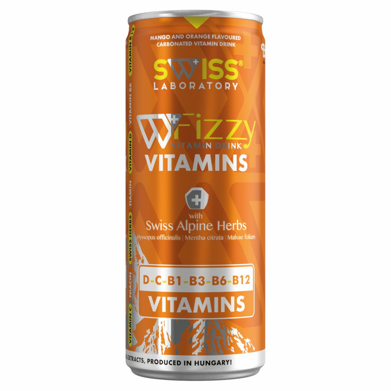 Képek - Swiss Laboratory Fizzy Vitamin Drink mangó-narancs ízű ital svájci fűszernövény kivonatokkal 250 ml