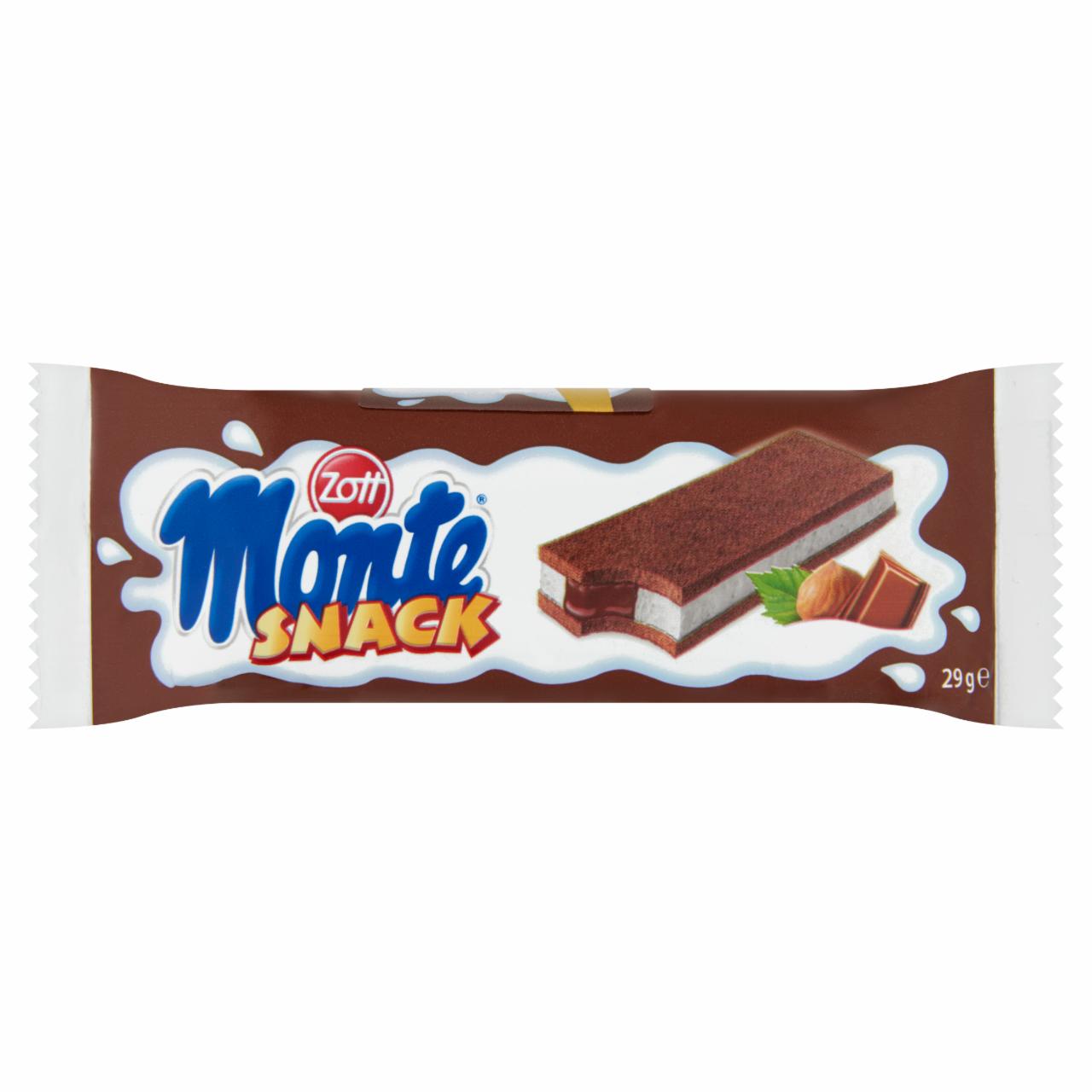 Képek - Zott Monte Snack tejes, csokoládés-mogyorós krémmel töltött sütemény 4 x 29 g