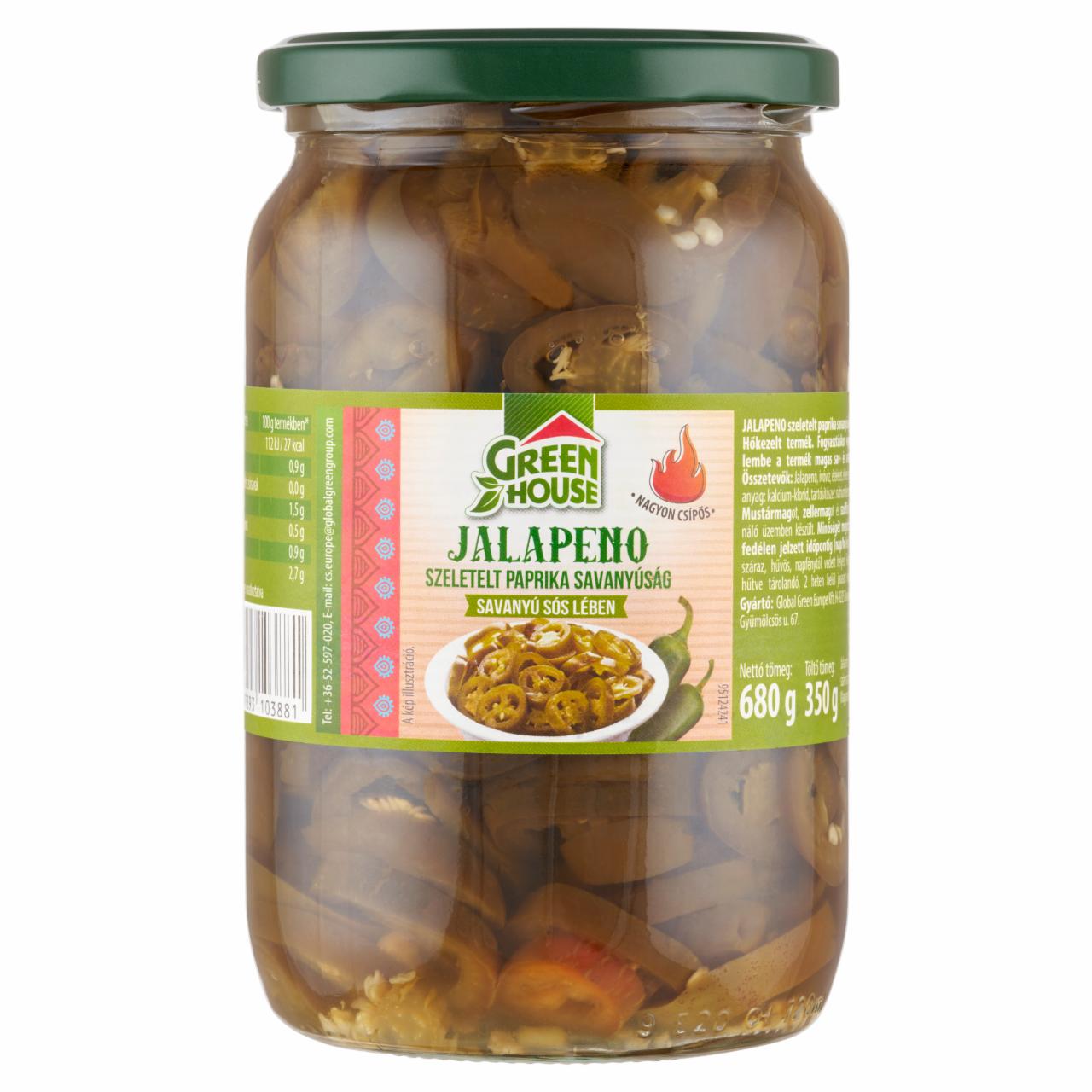 Képek - Green House Jalapeno szeletelt paprika savanyúság savanyú sós lében 680 g