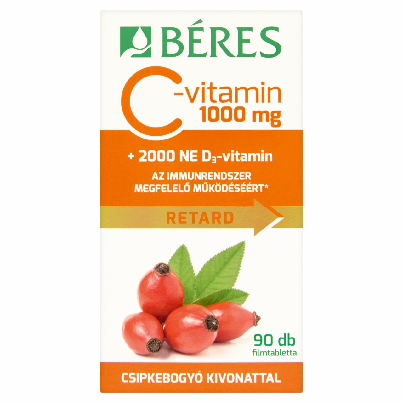 Képek - Béres C-vitamin 1000 mg retard filmtabletta csipkebogyó kivonattal 90 db 128 g