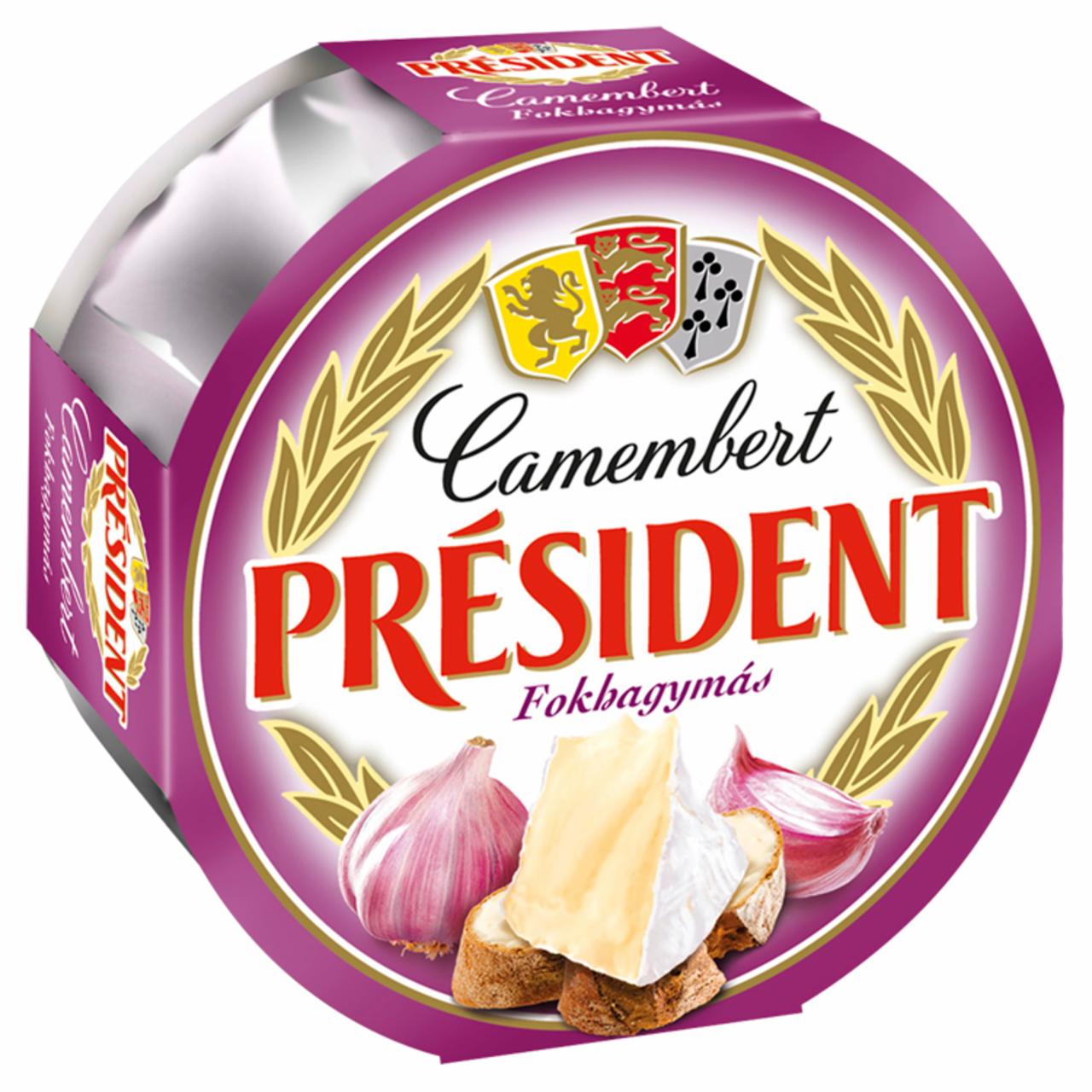 Képek - Président Camembert fokhagymás, fehér nemespenésszel érlelt, zsírdús lágy sajt 120 g