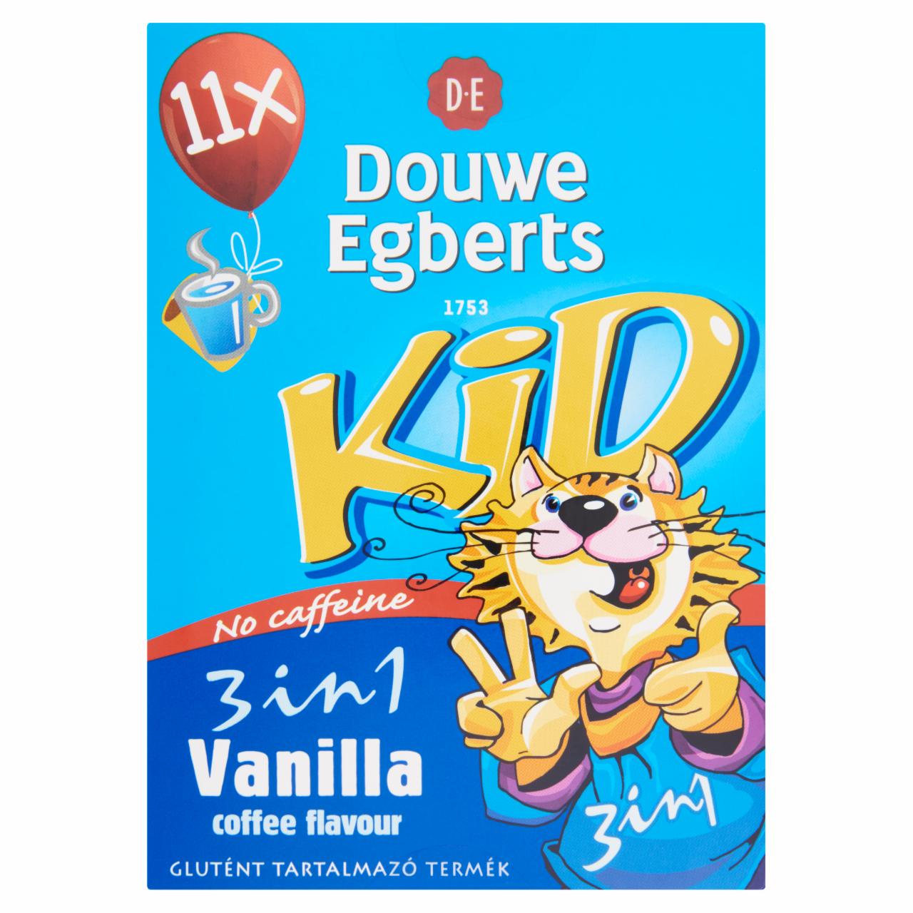 Képek - Douwe Egberts Kid 3in1 azonnal oldódó vanília ízű gabonakávé specialitás gyermekeknek 11 db 198 g