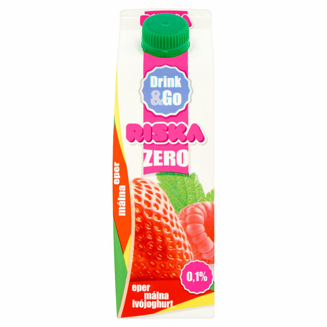 Képek - Riska Drink & Go Zero eper-málna élőflórás, laktózmentes sovány ivójoghurt 450 g