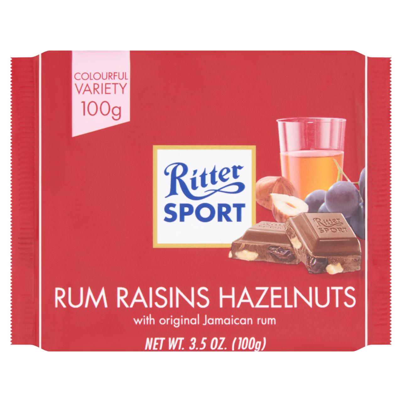 Képek - Ritter Sport tejcsokoládé rummal, mazsolával és mogyoróval 100 g
