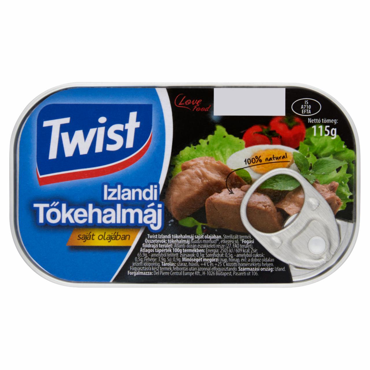 Képek - Twist izlandi tőkehalmáj saját olajában 115 g