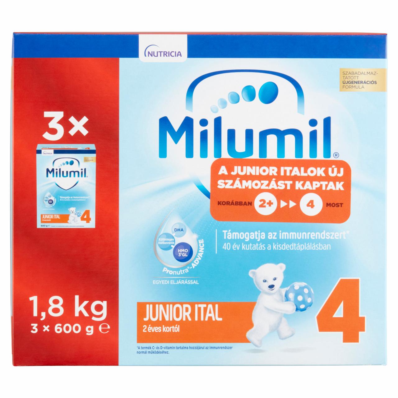 Képek - Milumil 4 Junior ital 2 éves kortól 3 x 600 g (1,8 kg)
