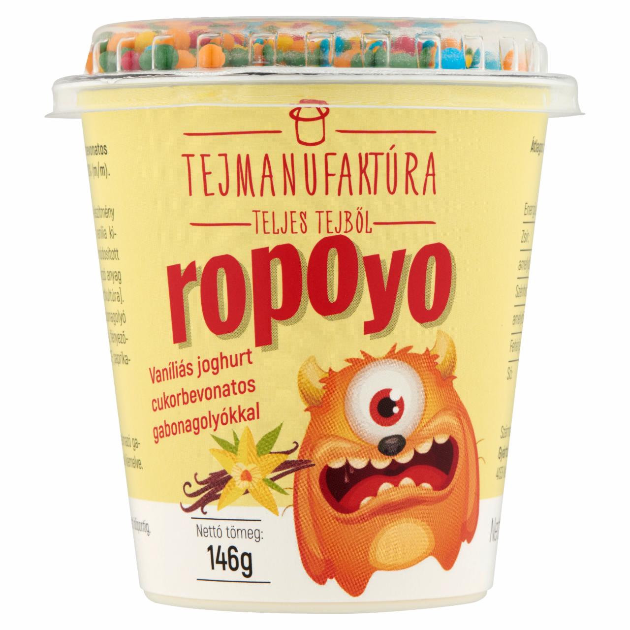 Képek - Tejmanufaktúra Ropoyo vaníliás joghurt cukorbevonatos gabonagolyókkal 146 g
