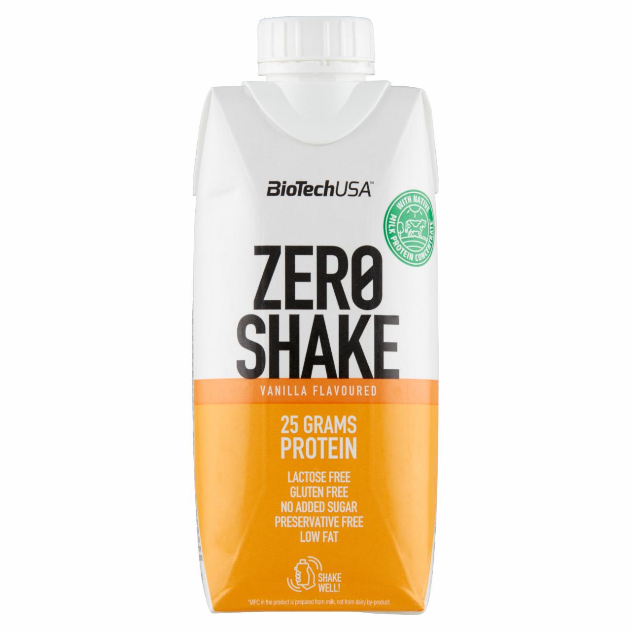 Képek - BioTechUSA Zero Shake vanília ízű UHT sovány tejfehérje koncentrátum ital édesítőszerrel 330 ml